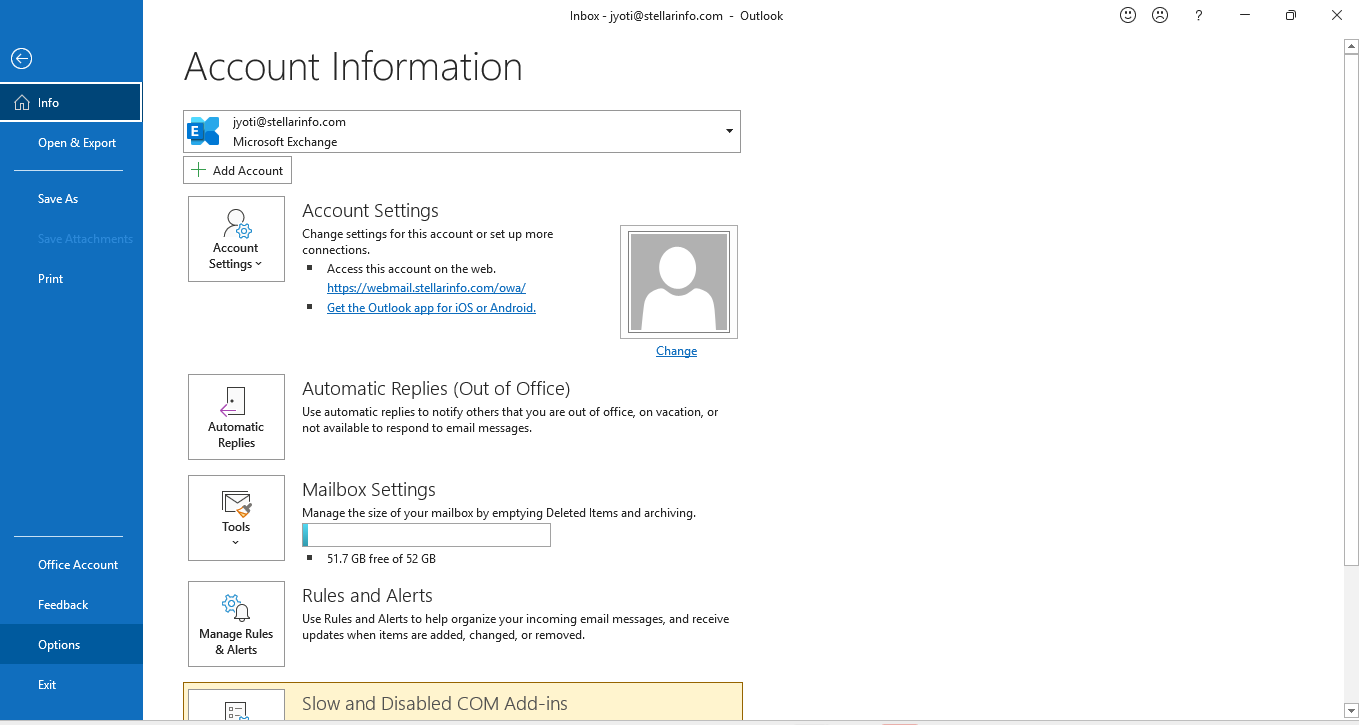 Outlook-account-information-window
